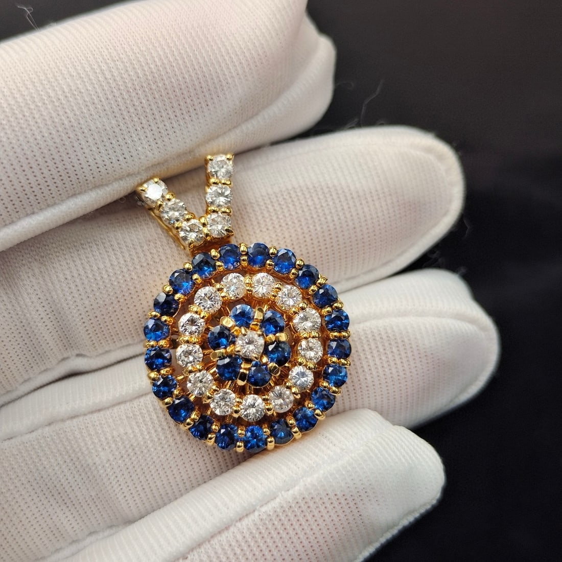 14k Gold 2.7 Ctw Natural Sapphire & Diamond Pendant( Without Chain ) - 3