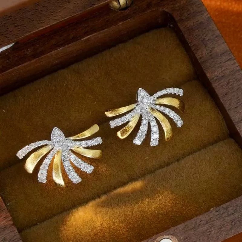 14k Gold 0.46 Ct Natural H Diamond Earrings - 2