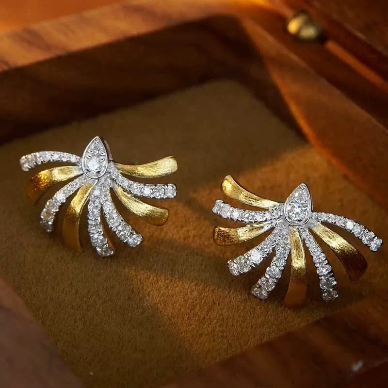 14k Gold 0.46 Ct Natural H Diamond Earrings - 4