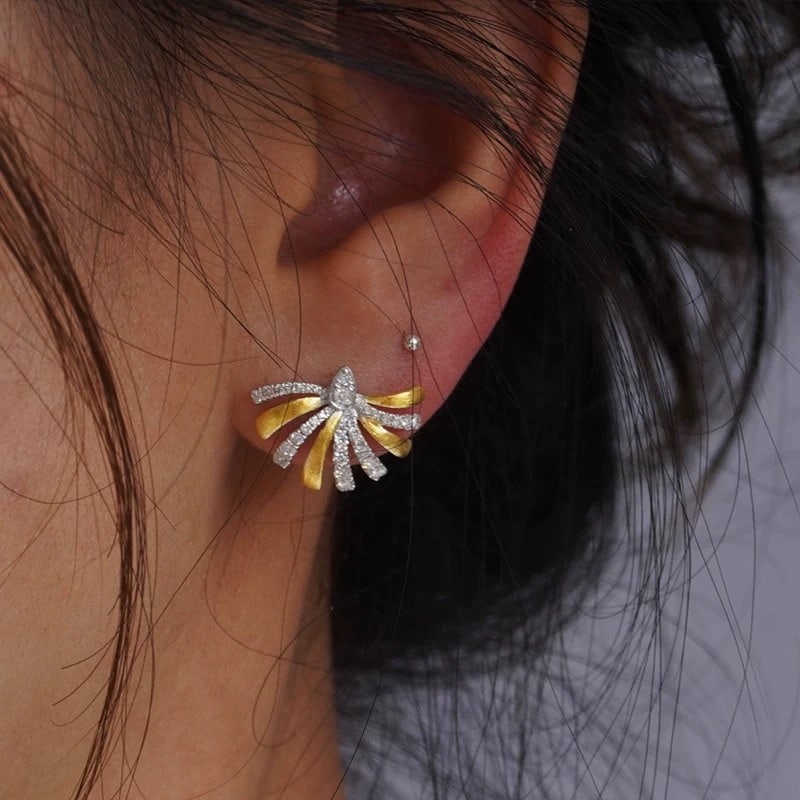 14k Gold 0.46 Ct Natural H Diamond Earrings - 5