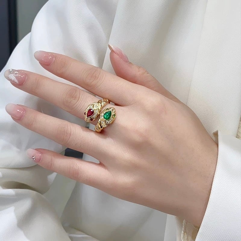 14k Gold 0.78 Ctw Natural Emerald & Ruby & Toi Et Moi Ring - 3