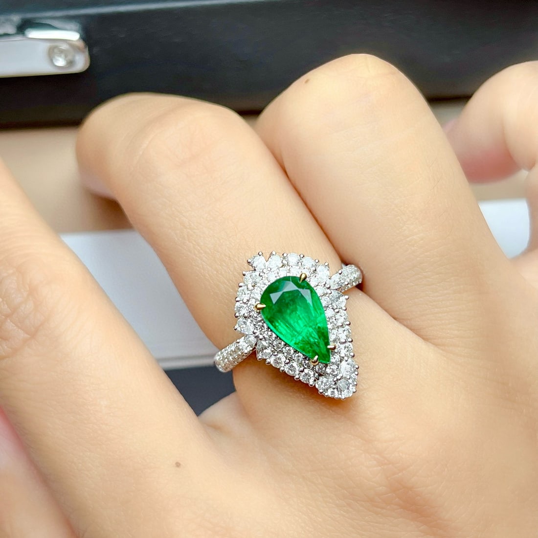 14k Gold 1.70 Ct Vivid Green Natural Emerald & Diamond Ring/pendant( Without Chain ) - 9