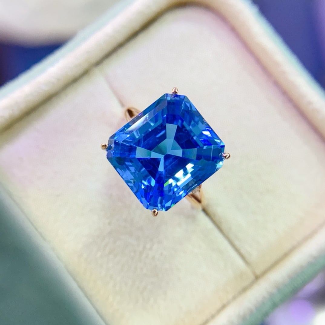 14k Gold 11.57 Ctw Natural Topaz & Diamond Ring - 5