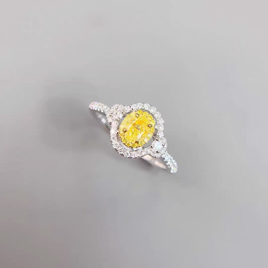 14k Gold 0.47 Ctw Natural Yellow Diamond & Diamond Ring - 3
