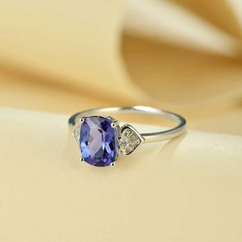 14k Gold 1.62 Ct Natural Tanzanite & Diamond Ring - 4
