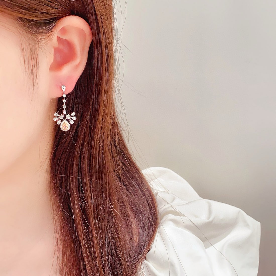 14k Gold 0.92 Ctw Natural Pink Diamond & Diamond Earrings - 2