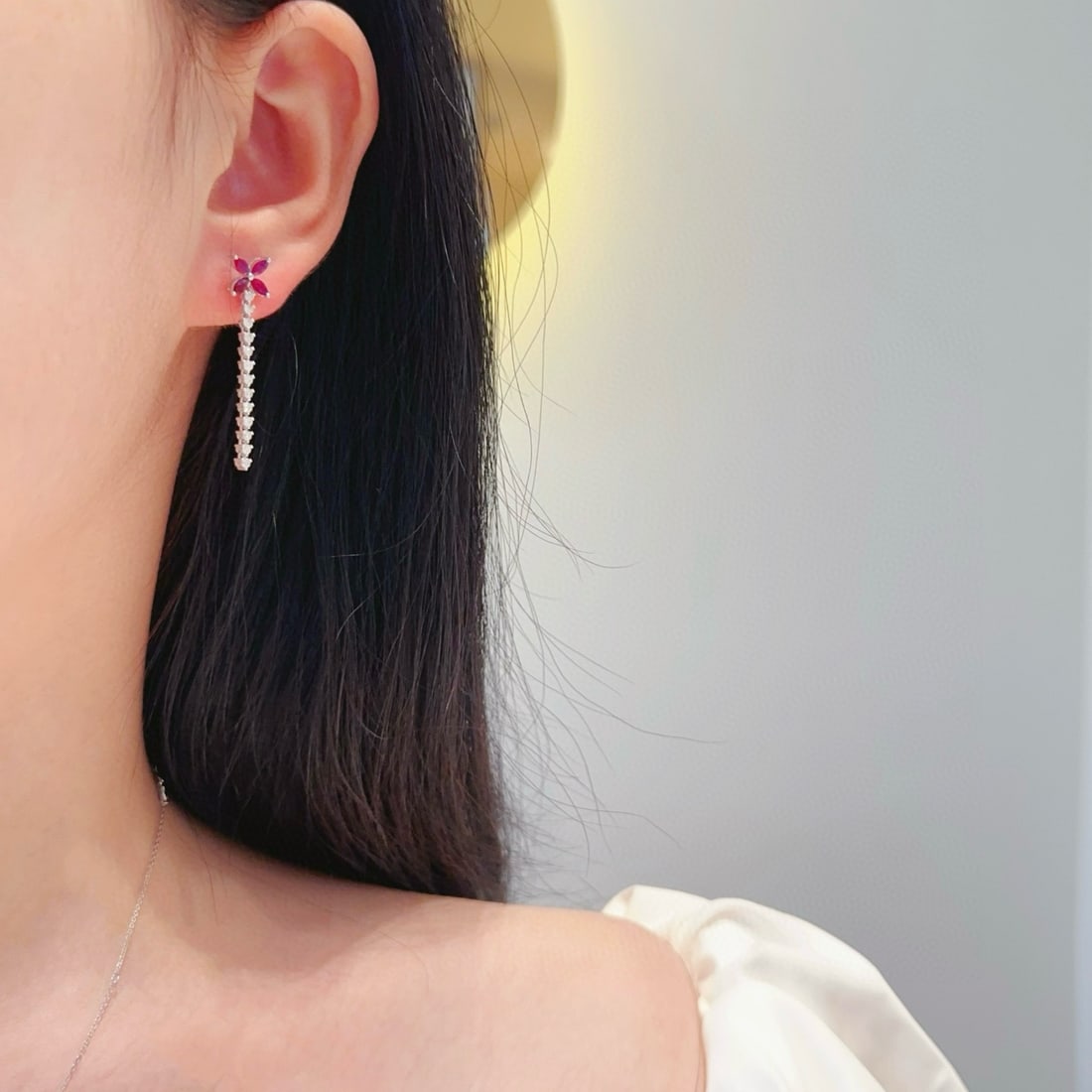 14k Gold 1.46 Ctw Natural Ruby & Diamond Earrings - 4