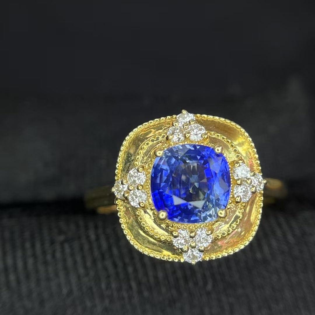 14k Gold 1.78 Ctw Natural Sapphire & Diamond Ring - 2