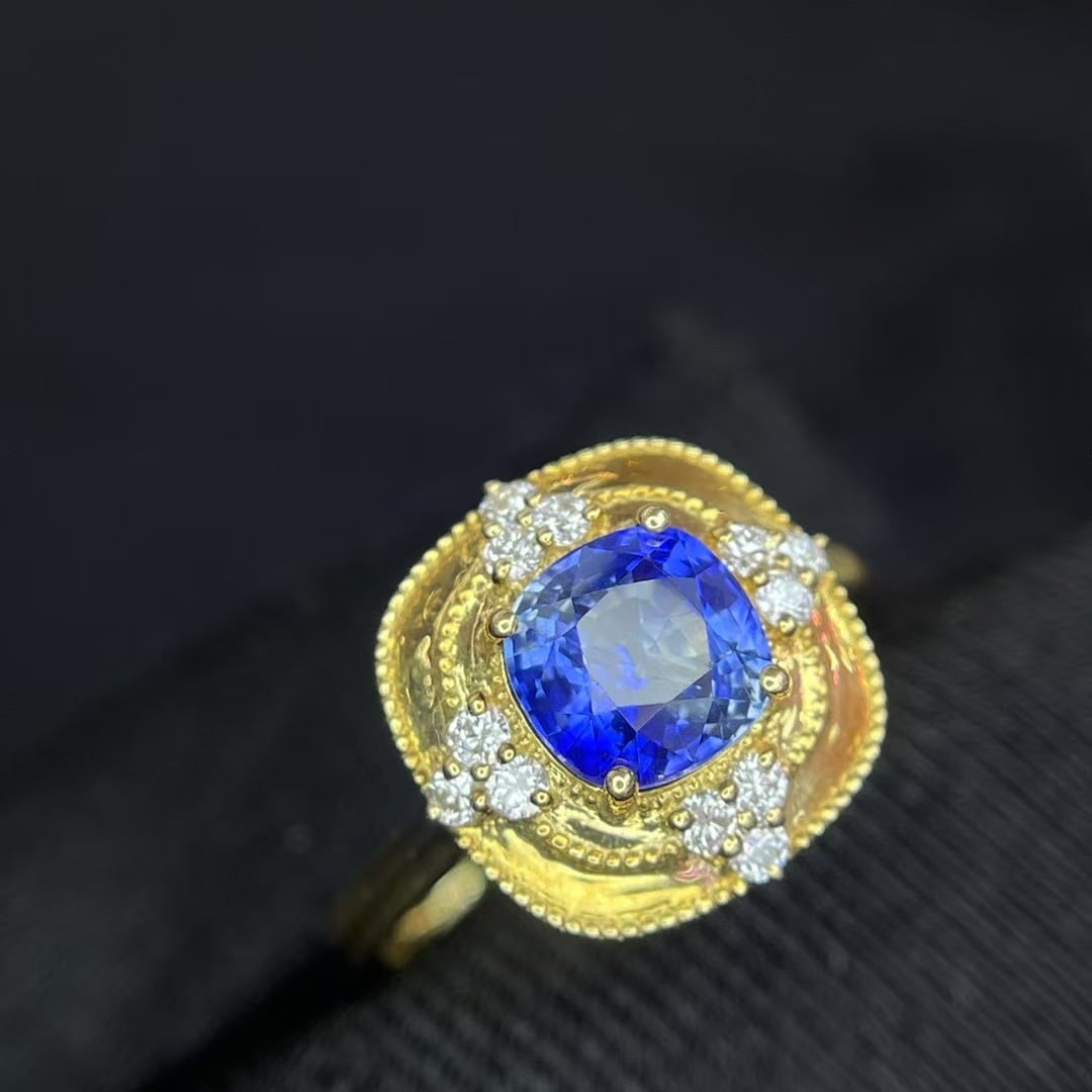 14k Gold 1.78 Ctw Natural Sapphire & Diamond Ring - 3