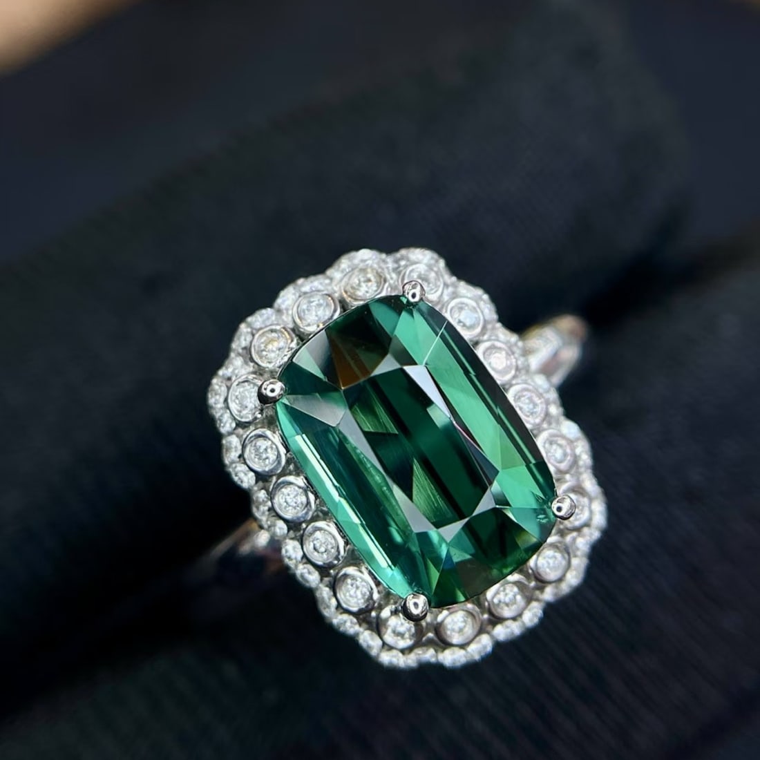 14k Gold 3.08 Ct Natural Tourmaline & Diamond Ring - 3