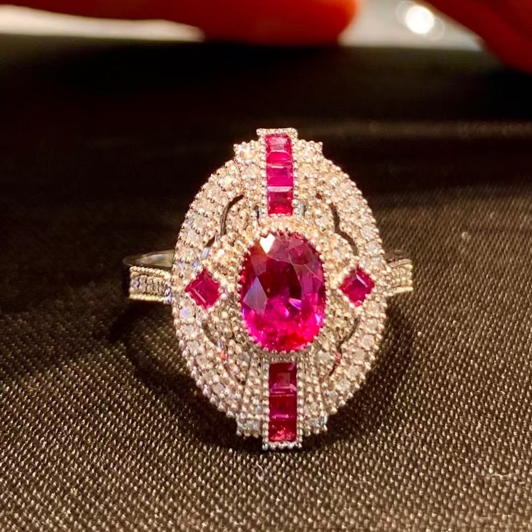 14k Gold 1.4 Ct Natural Ruby & Diamond Ring - 4