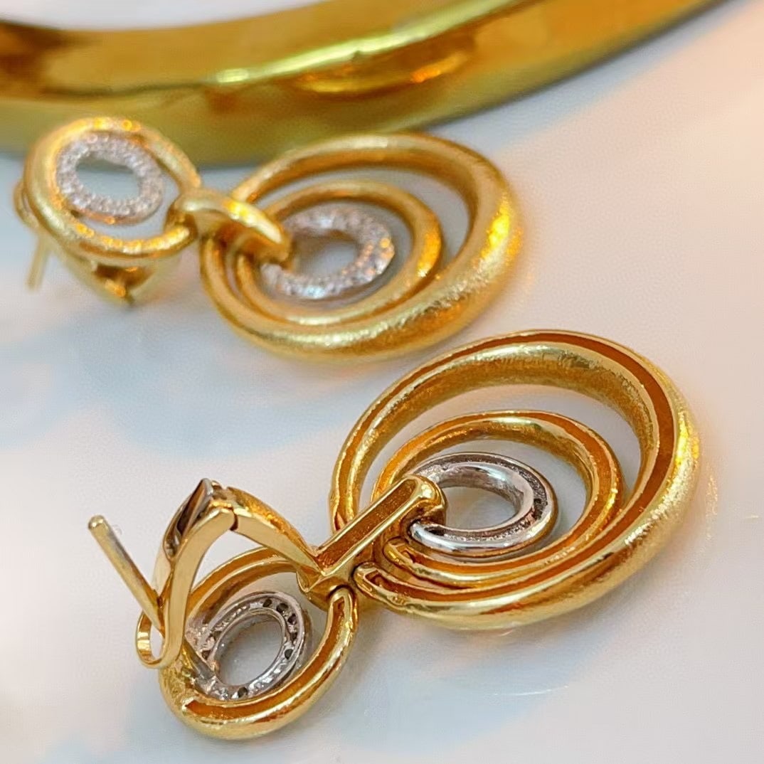 14k Gold 0.14 Ct Natural H Diamond Earrings - 4