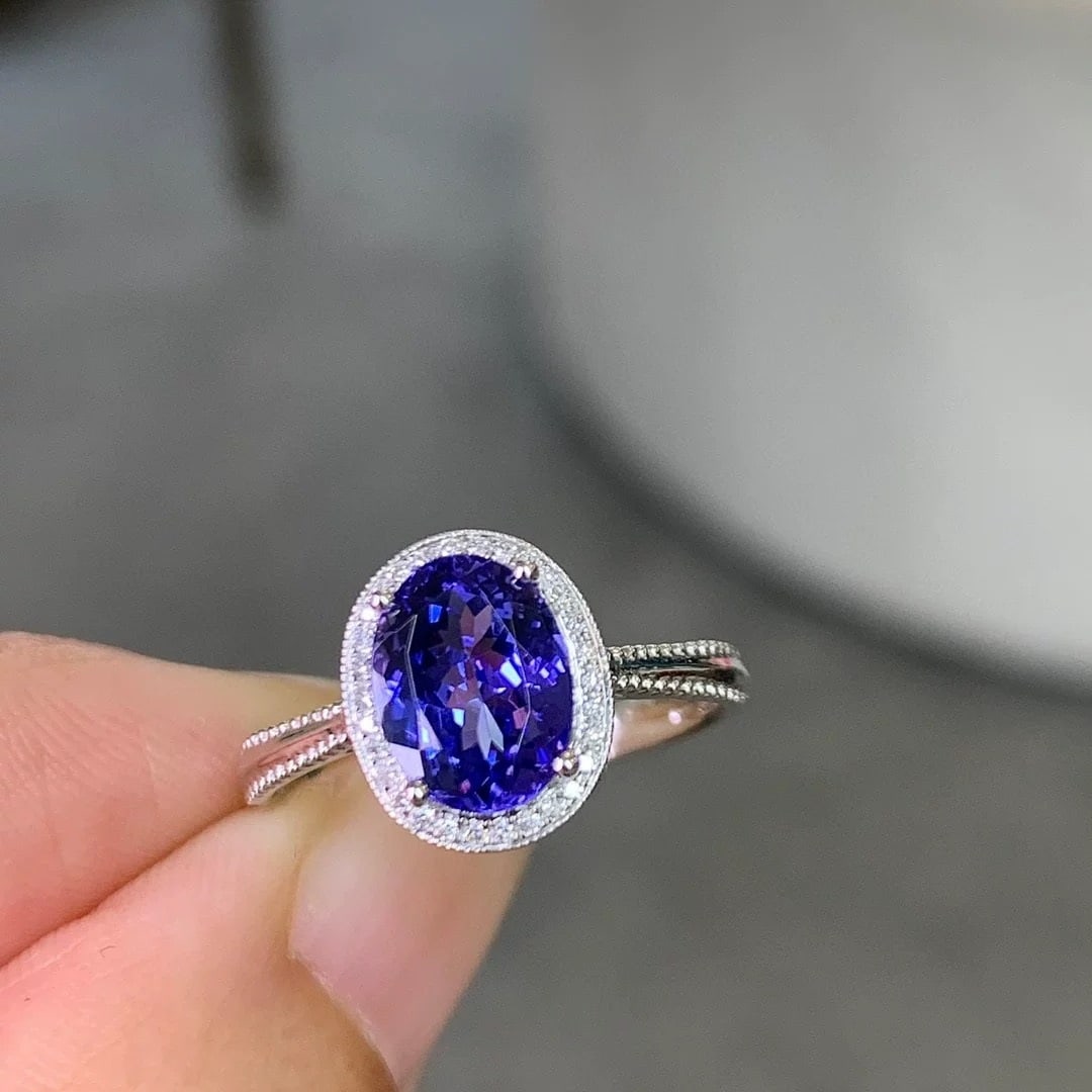 14k Gold 1.92 Ctw Natural Tanzanite & Diamond Ring - 3
