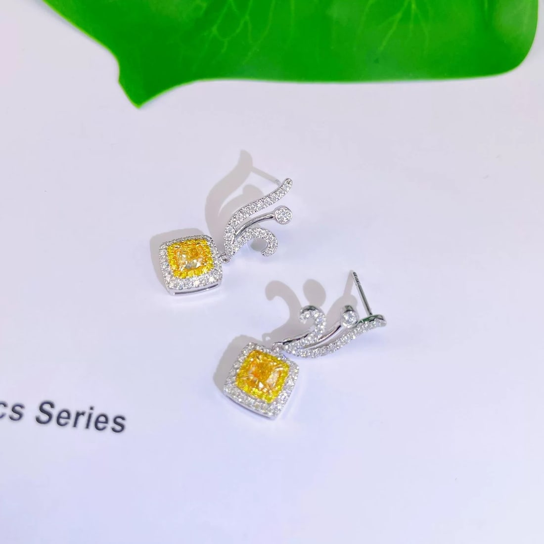 14k Gold 1.57 Ctw Natural Yellow Diamond & Diamond Earrings - 4