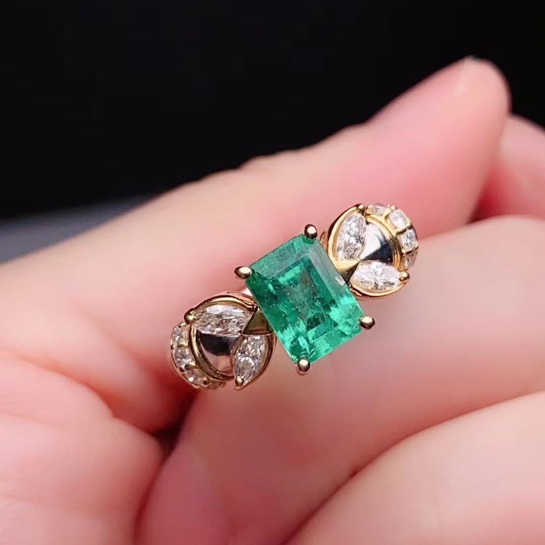 14k Gold 1.91 Ctw Natural Emerald & Diamond Ring - 5