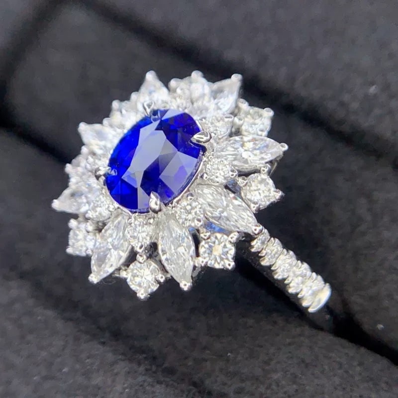 14k Gold 1.13 Ct Natural Sapphire & Diamond Ring - 3