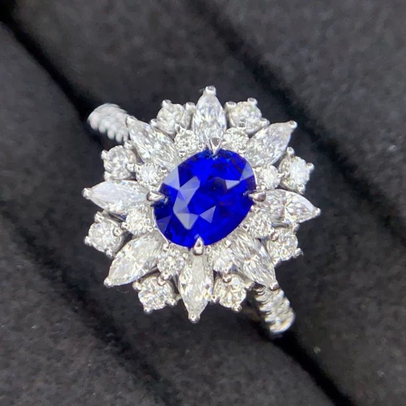 14k Gold 1.13 Ct Natural Sapphire & Diamond Ring - 4