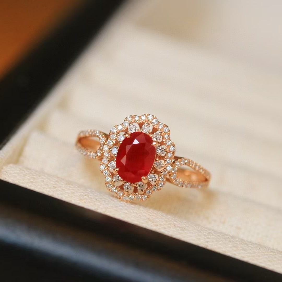 14k Gold 1.51 Ctw Natural Ruby & Diamond Ring - 2