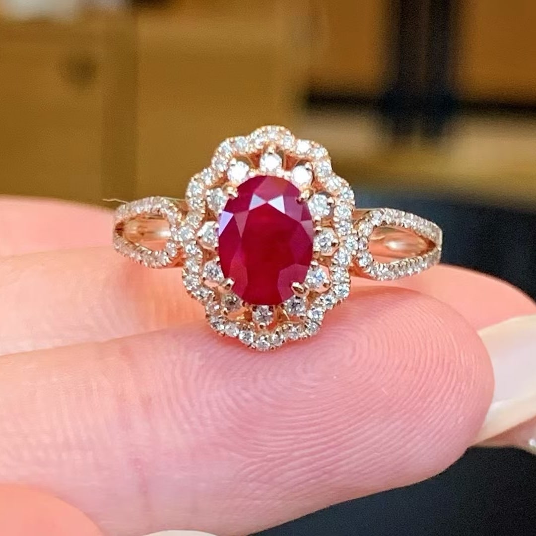 14k Gold 1.51 Ctw Natural Ruby & Diamond Ring - 4