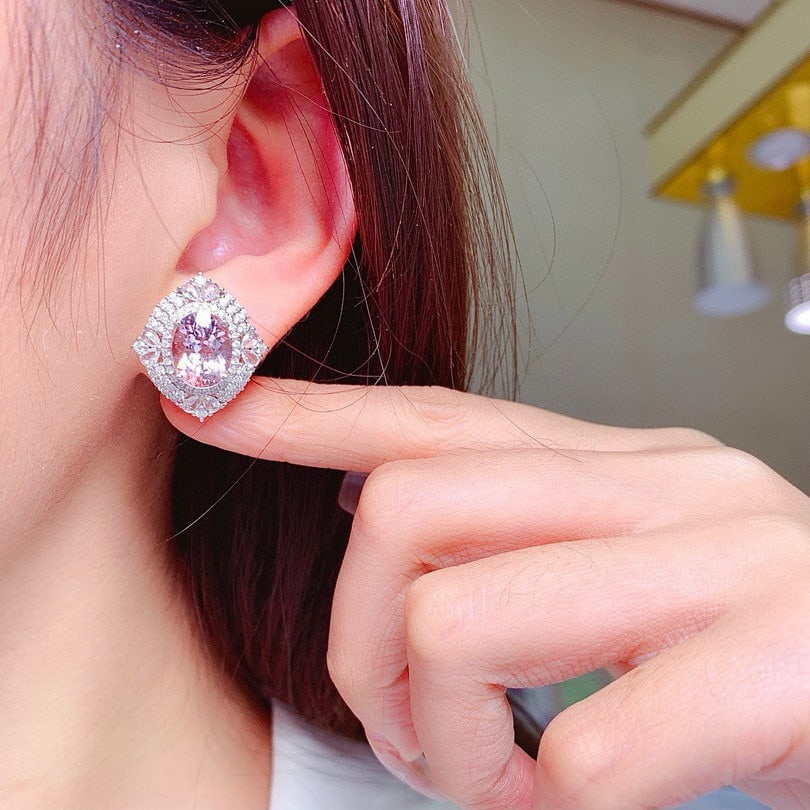 14k Gold 6.86 Ctw Natural Aquamarine & Morganite & Diamond Earrings - 5