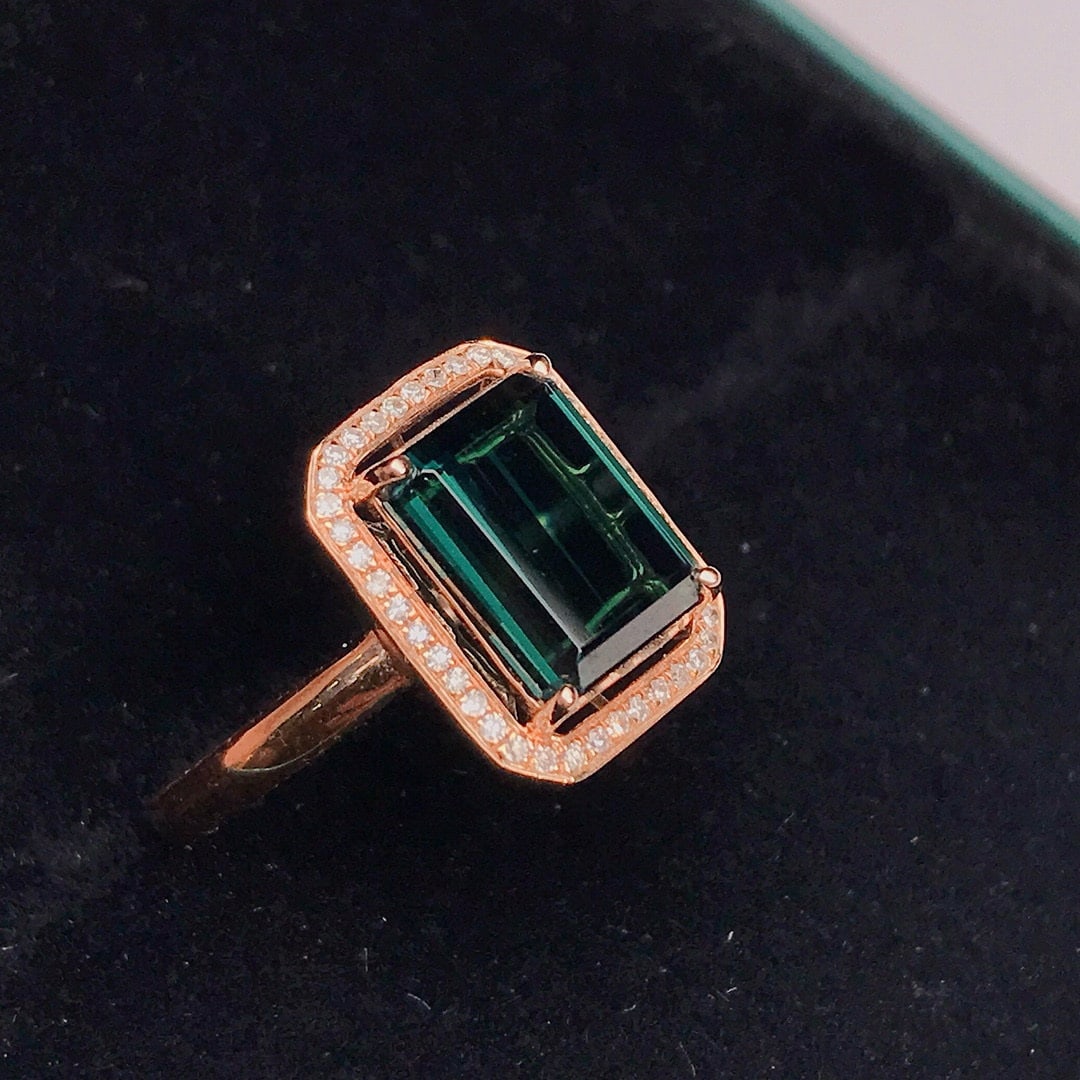 14k Gold 3.37 Ctw Natural Tourmaline & Diamond Ring - 4