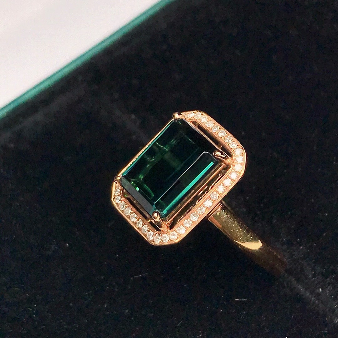 14k Gold 3.37 Ctw Natural Tourmaline & Diamond Ring - 5