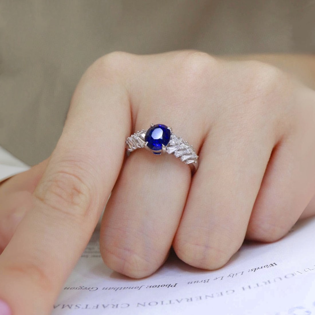 14k Gold 2.9 Ctw Natural Sapphire & Diamond Ring - 6