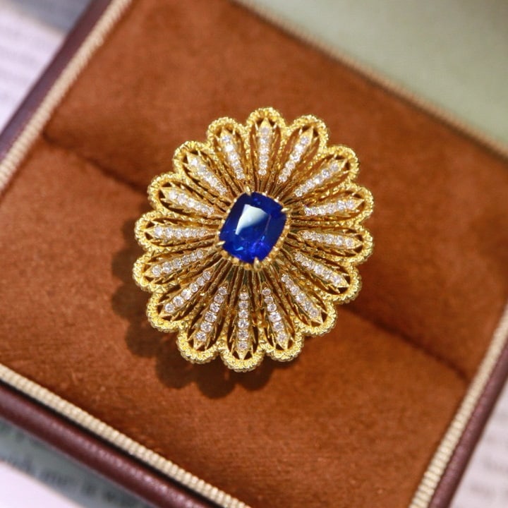 14k Gold 1.8 Ctw Natural Sapphire & Diamond Ring - 7