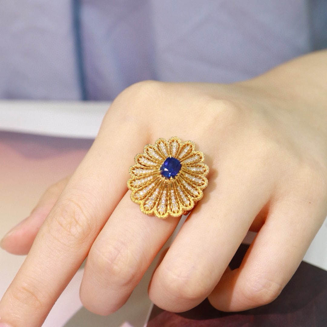 14k Gold 1.8 Ctw Natural Sapphire & Diamond Ring - 8