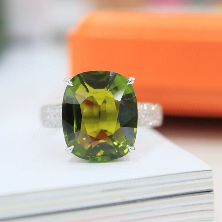 14k Gold 6.80 Ctw Natural Tourmaline & Diamond Ring - 2