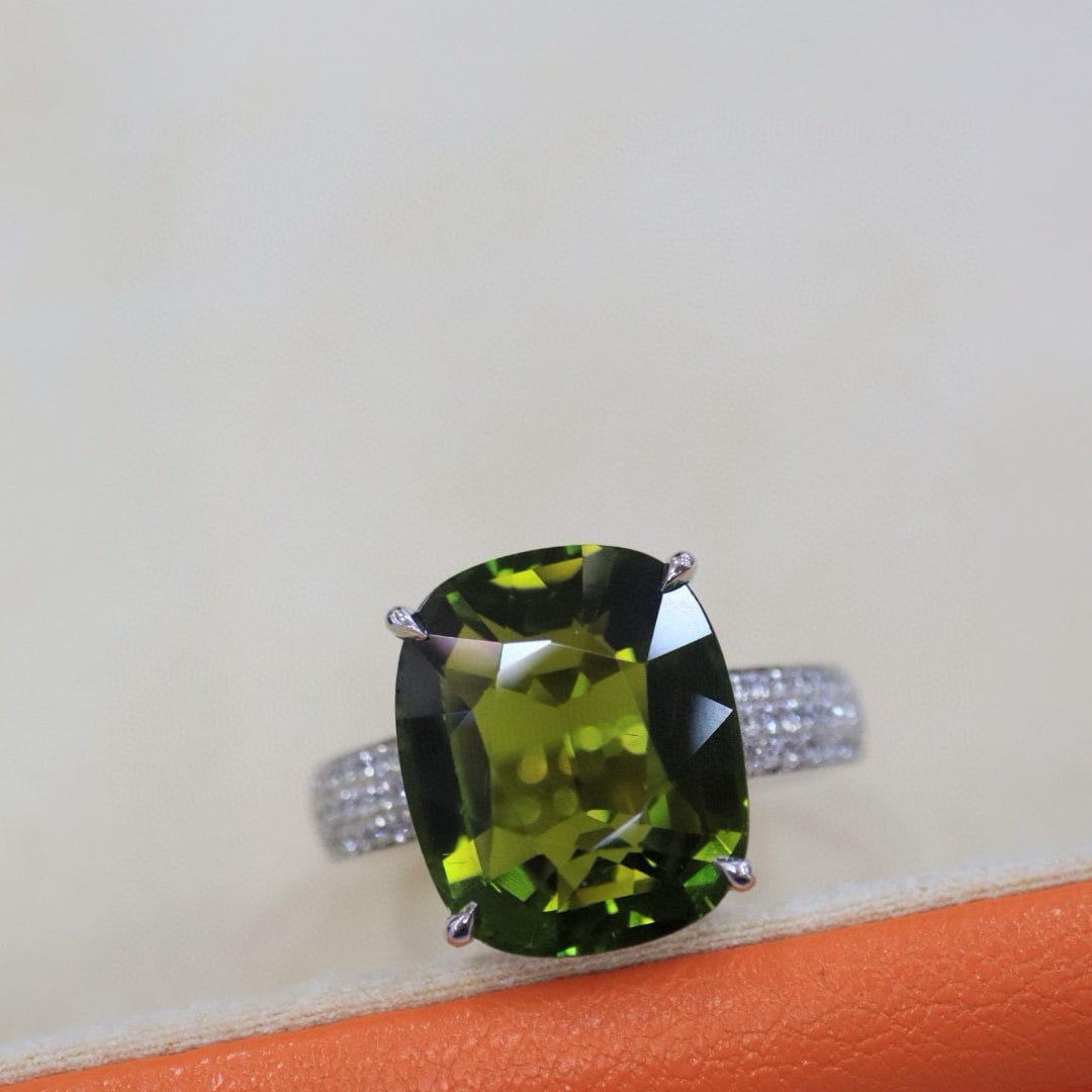 14k Gold 6.80 Ctw Natural Tourmaline & Diamond Ring - 3