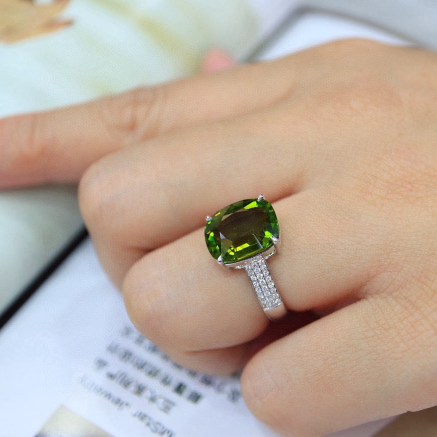 14k Gold 6.80 Ctw Natural Tourmaline & Diamond Ring - 7