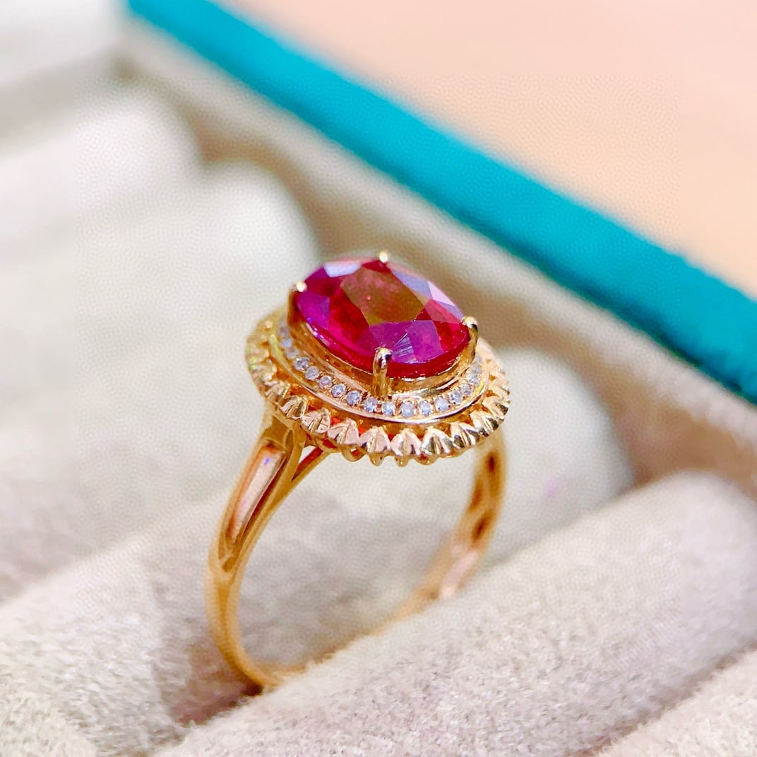 14k Gold 2.4 Ct Natural Tourmaline & Diamond Ring - 3