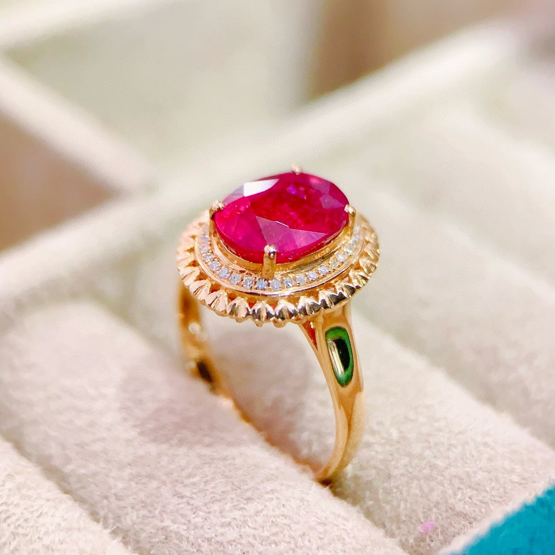 14k Gold 2.4 Ct Natural Tourmaline & Diamond Ring - 4