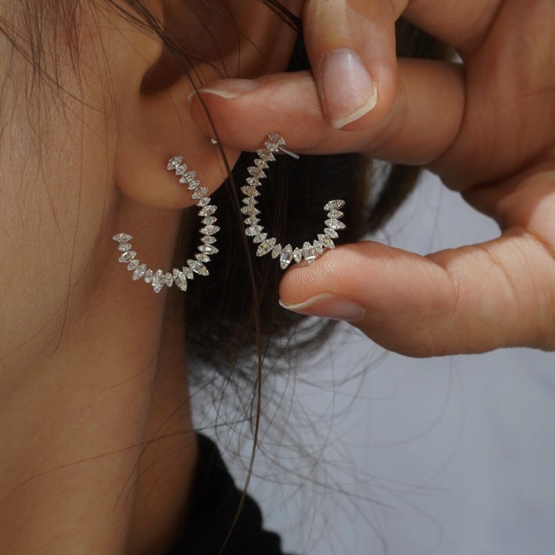 14k Gold 0.58 Ct Natural H Diamond Earrings - 9