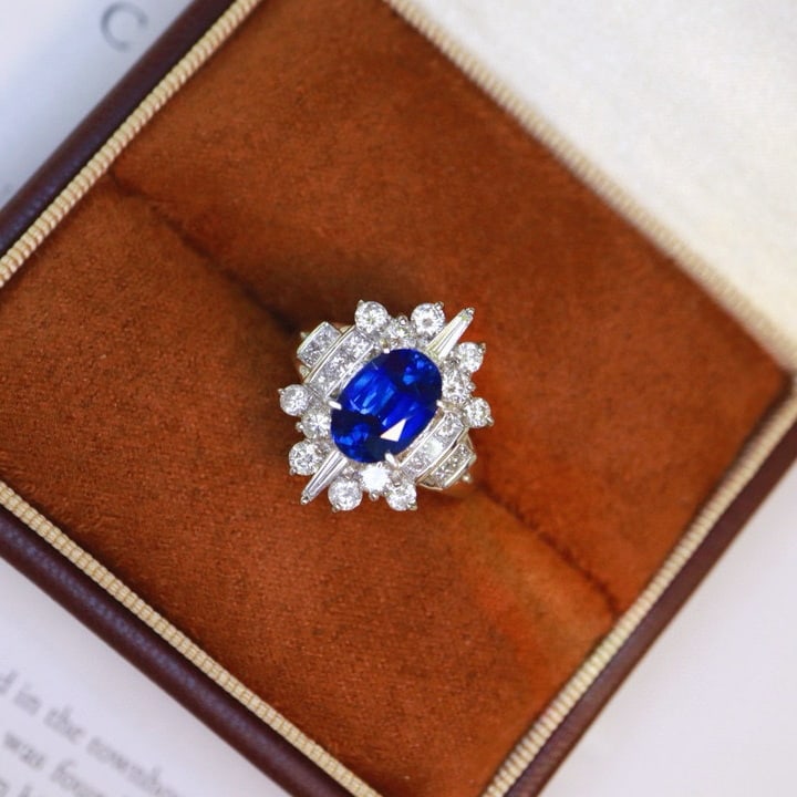 14k Gold 3.77 Ctw Natural Sapphire & Diamond Ring - 2