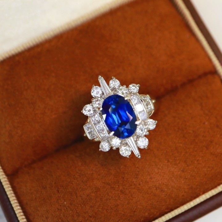 14k Gold 3.77 Ctw Natural Sapphire & Diamond Ring - 3