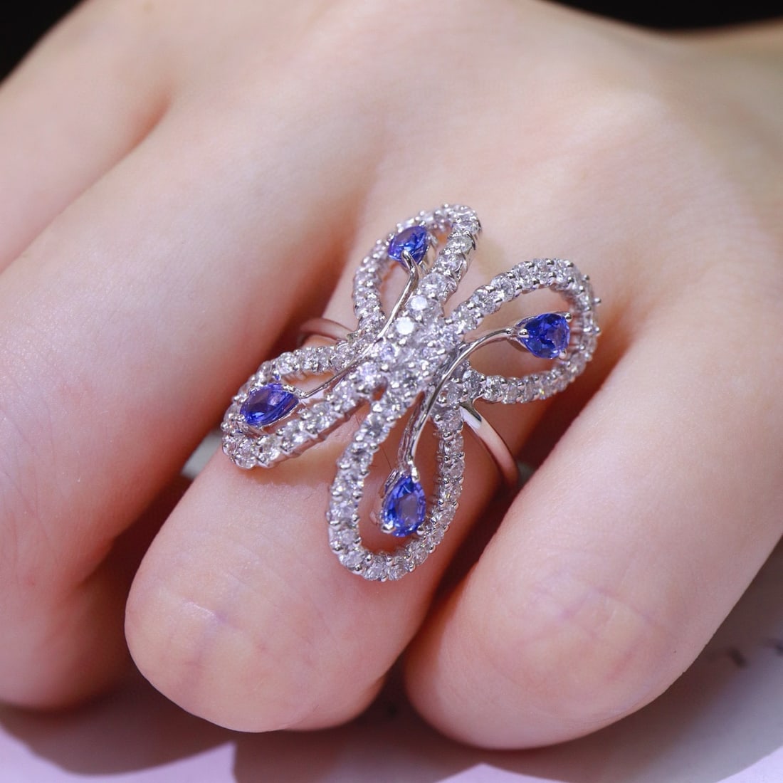 14k Gold 2.81 Ctw Natural Sapphire & Diamond Ring - 7