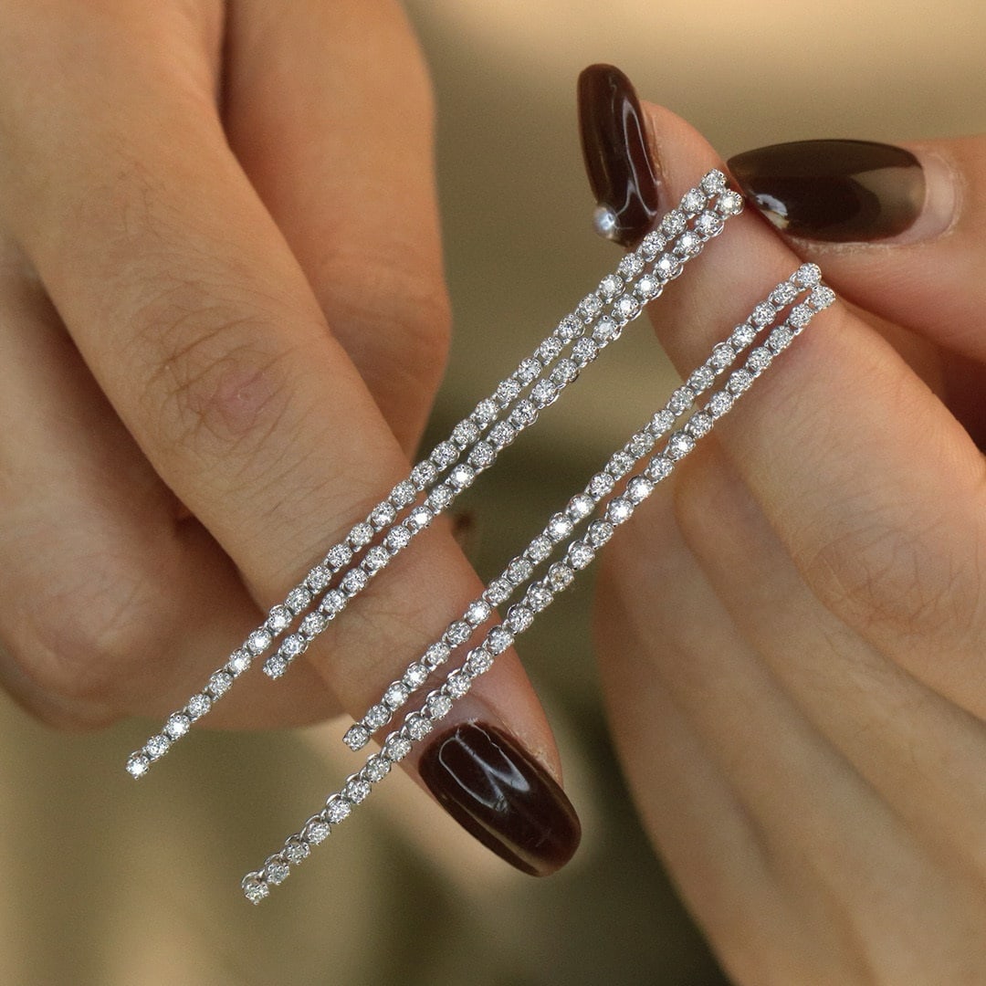 14k Gold 1.1 Ct Natural H Diamond Earrings - 5