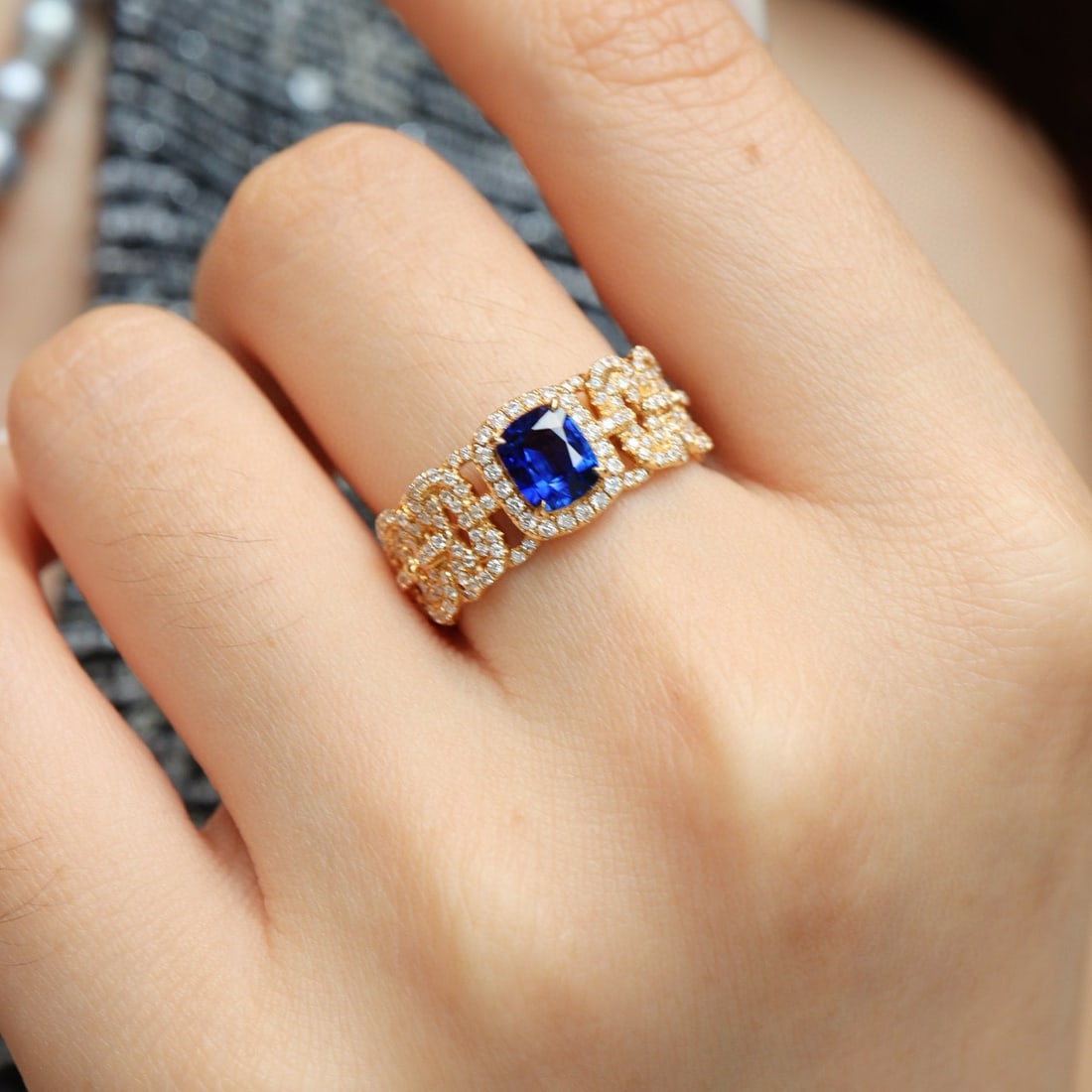 14k Gold 1.12 Ctw Natural Sapphire & Diamond Ring - 2