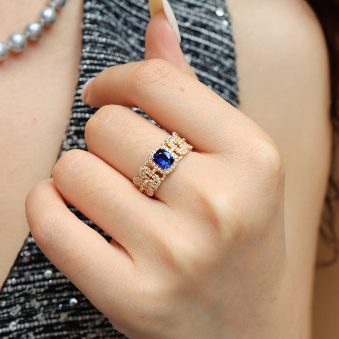 14k Gold 1.12 Ctw Natural Sapphire & Diamond Ring - 4