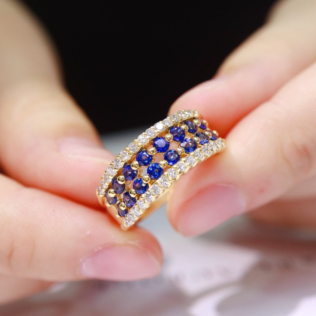 14k Gold 1.54 Ctw Natural Sapphire & Diamond Ring - 3