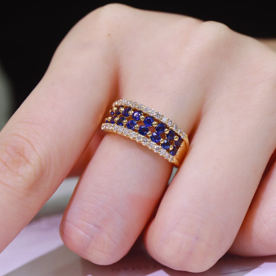 14k Gold 1.54 Ctw Natural Sapphire & Diamond Ring - 4