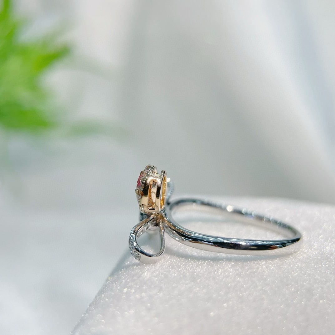 14k Gold 0.60 Ctw Natural Pink Diamond & Diamond Ring - 2