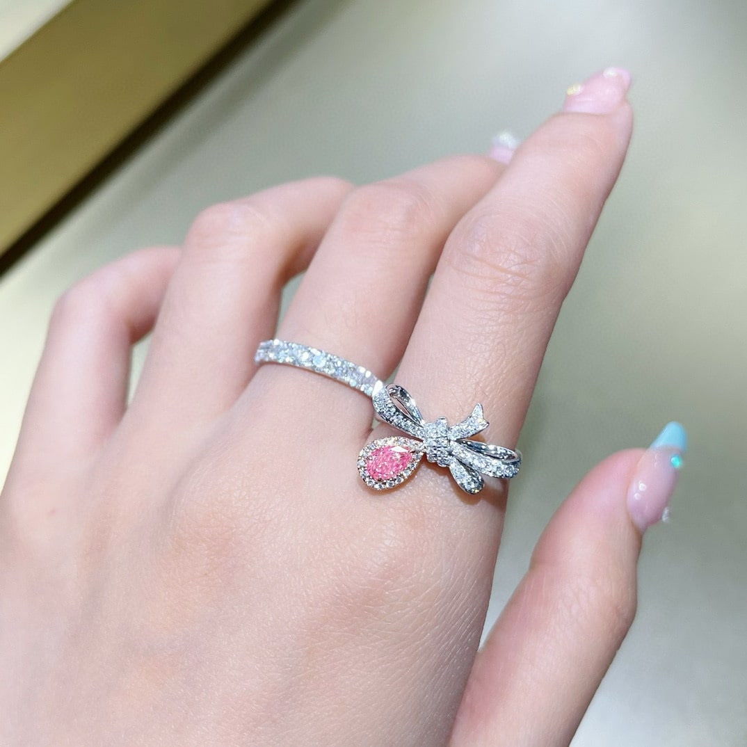 14k Gold 0.60 Ctw Natural Pink Diamond & Diamond Ring - 4