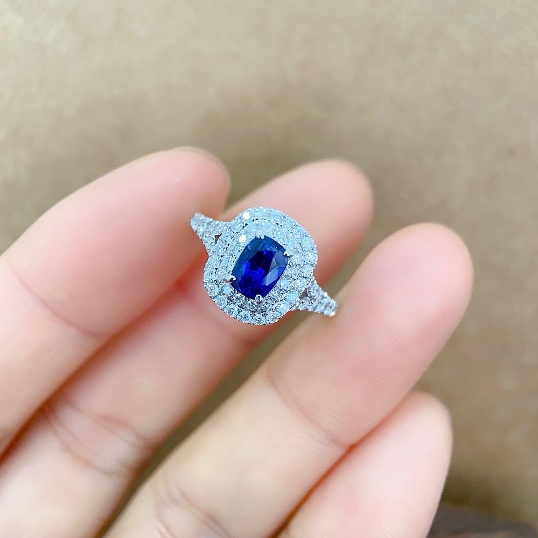 14k Gold 1.70 Ctw Natural Sapphire & Diamond Ring - 3