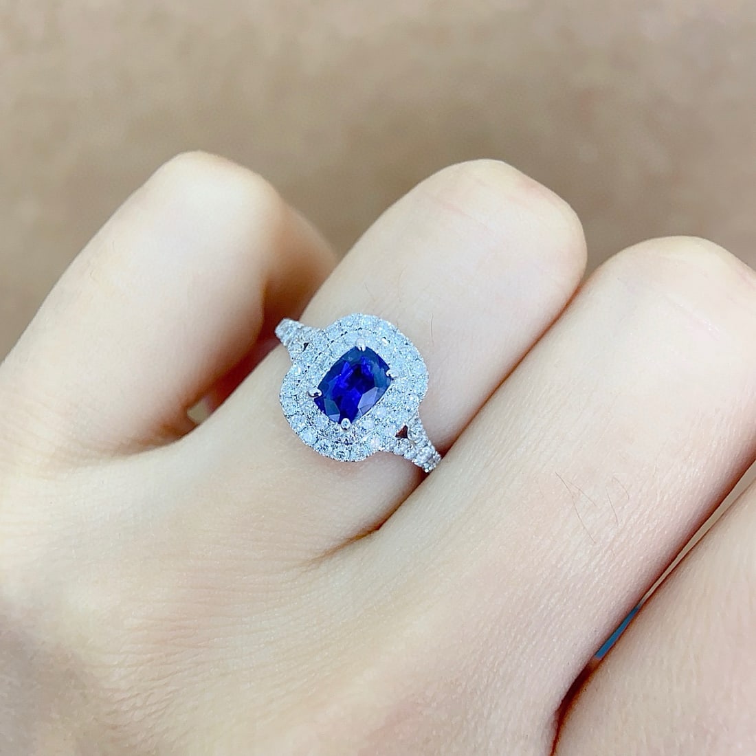 14k Gold 1.70 Ctw Natural Sapphire & Diamond Ring - 5