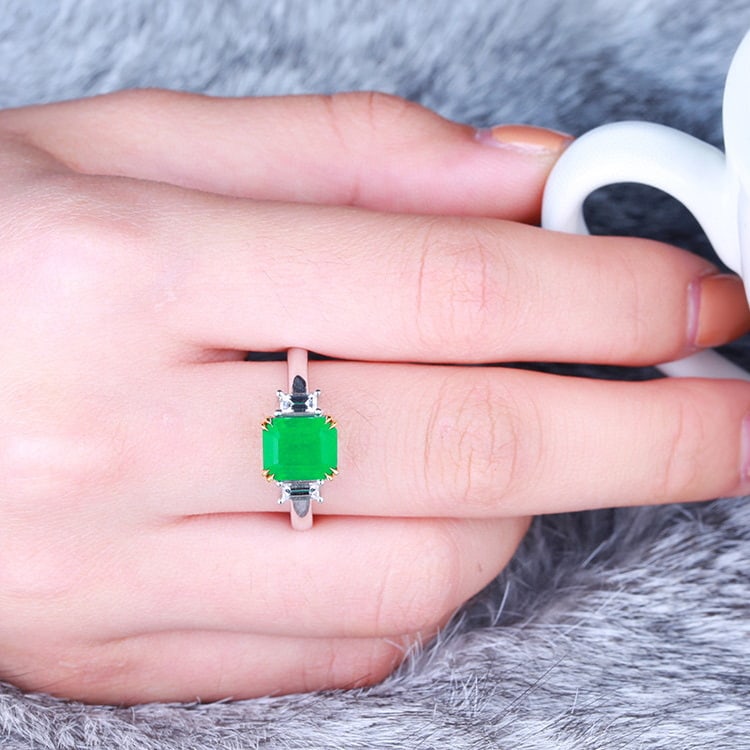 14k Gold 2.45 Ctw Natural Emerald & Diamond Ring - 8