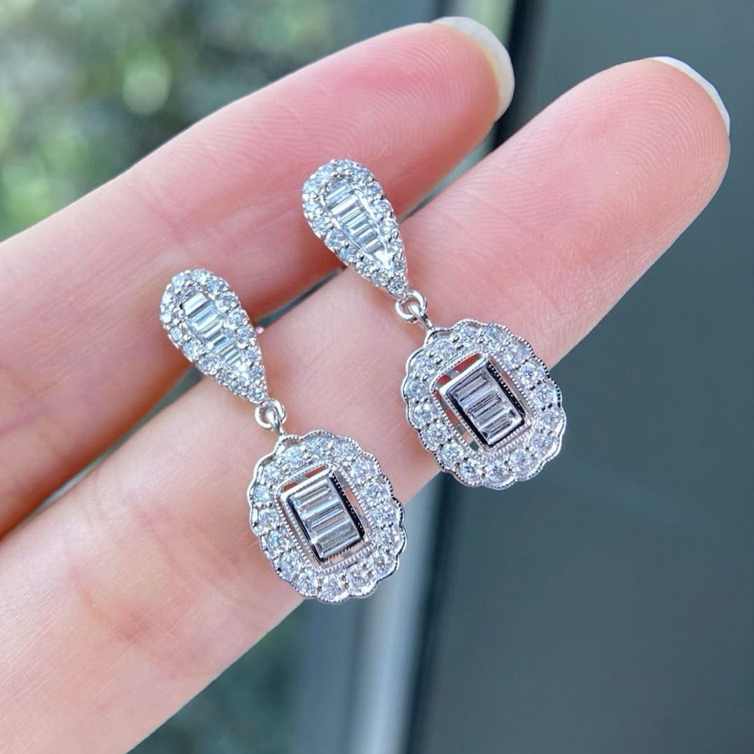 14k Gold 0.7 Ct Natural H Diamond Earrings - 2