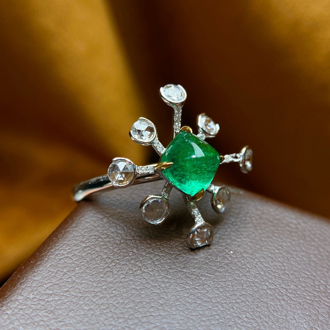 14k Gold 1.70 Ctw Natural Emerald & Diamond Ring - 2